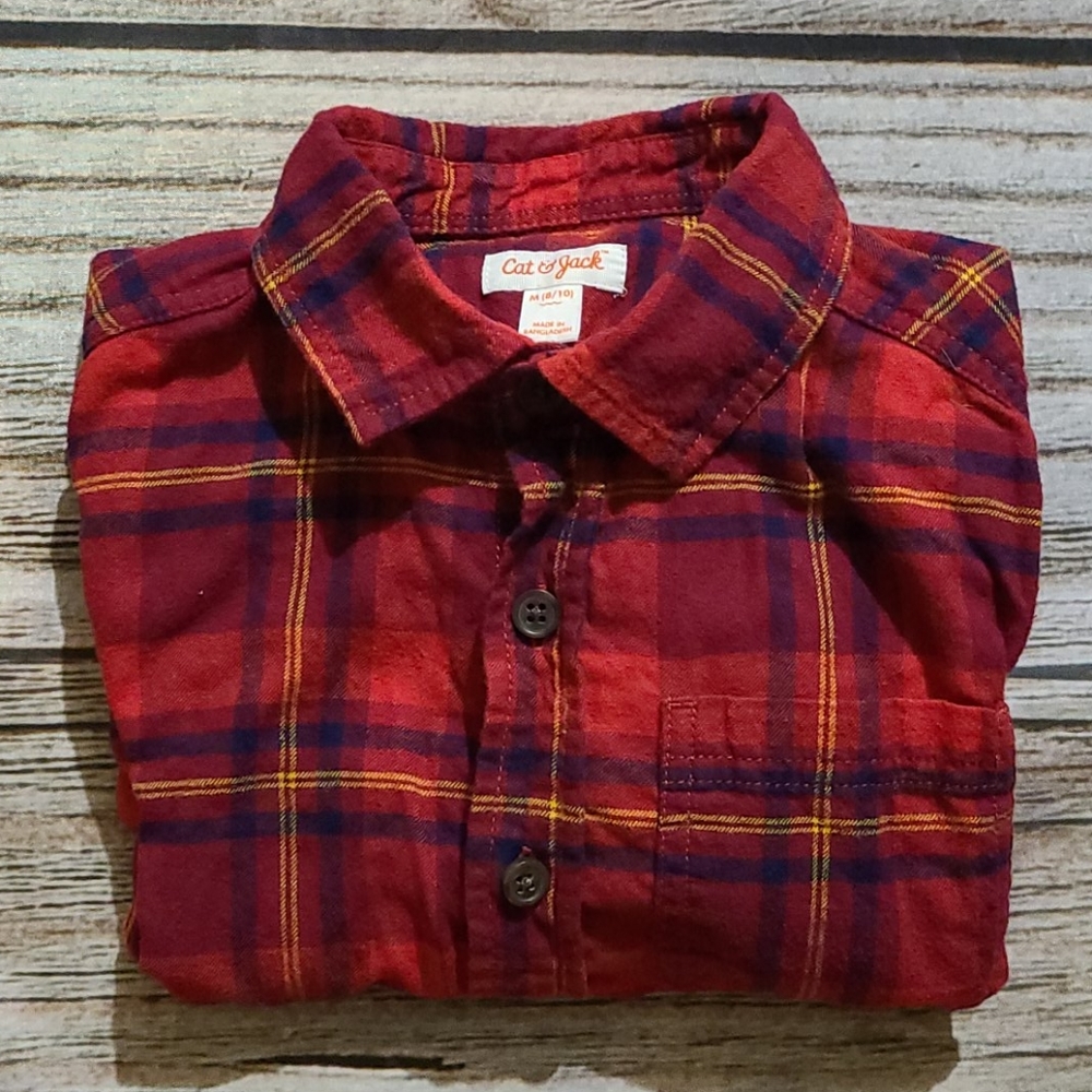 Boys Red Flannel Long Sleeve